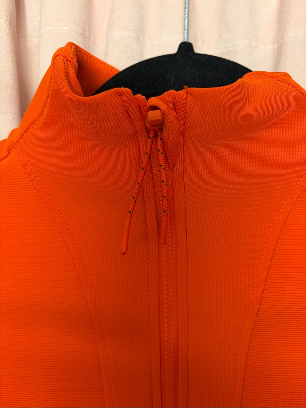 Vibrant Orange Quarter-Zip Crop Top and Biker Shorts Workout Set - Picture 2 of 5